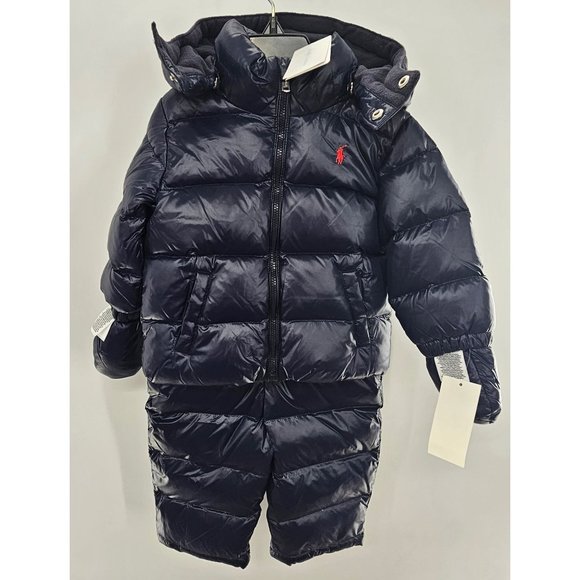 NEW!! Polo Ralph Lauren Baby Boy Water-Repellent Down Snowsuit Set 9 months - Picture 2 of 9